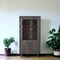 Homeroots 70" Gray Distressed Solid Wood Three Tier Bookcase with Two Doors 488873 - alternate 5