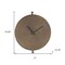 Homeroots 15" Circle Bronze Metal Analog Wall Clock 516120 - alternate 2