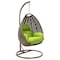 Leisuremod Beige Wicker Hanging Egg Swing Chair with Light Green Cushions ESCBG-40LG - alternate 1