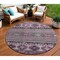 Homeroots 8' Purple Plum And Gray Round Tribal Washable Indoor Outdoor Area Rug 615424 - alternate 1