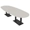 Skutchi Designs Boval Conference Table With Power, 48 in W, 120 in L, Ivory HAR-BOVL-48X120-DOU.BK-K458-NA - alternate 1