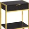 Homeroots 24" Gold And Dark Brown Wood And Metal End Table With Drawer And Shelf 333232 - alternate 3