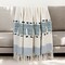 Homeroots 50" X 60" Blue and Ivory Woven Cotton Striped Throw Blanket with Tassels 478665 - alternate 3