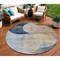 Homeroots 8' Sky Blue Brown And Beige Round Geometric Washable Indoor Outdoor Area Rug 604949 - alternate 1