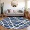 Homeroots 8' Navy Blue And Ivory Round Geometric Washable Indoor Outdoor Area Rug 600476 - alternate 5