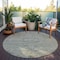 Homeroots 8' Sage And Beige Round Floral Washable Indoor Outdoor Area Rug 604248 - alternate 4