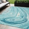 Homeroots 5' X 8' Turquoise Teal Blue And Gray Abstract Washable Indoor Outdoor Area Rug 601309 - alternate 1