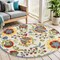 Homeroots 4' Green Orange Red And Blue Round Floral Indoor Outdoor Area Rug 546644 - alternate 8