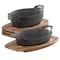 Megachef 4 Piece Mini Cast Iron Oval Pan with Wood Tray Set 750123651M - alternate 1
