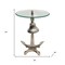 Homeroots 24" Clear and Silver Glass and Aluminum Nautical Bell End Table 634159 - alternate 6