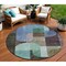 Homeroots 8' Brown Blue And Green Round Abstract Washable Indoor Outdoor Area Rug 604472 - alternate 1