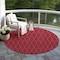 Homeroots 8' Red Black And Ivory Round Geometric Washable Indoor Outdoor Area Rug 596760 - alternate 5