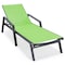 Leisuremod Marlin Patio Chaise Lounge Chair with Armrests in Black Aluminum Frame, Green MLABL-77G - alternate 1