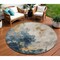 Homeroots 8' Blue Gray And Gold Round Abstract Washable Indoor Outdoor Area Rug 603049 - alternate 1