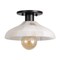Jonathan Y Amara 10" 1-Light Mid-Century Classic Alabaster/Iron LED Semi Flush Mount, White/Black JYL1207B - alternate 3
