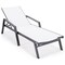 Leisuremod Marlin Patio Chaise Lounge Chair with Armrests in Black Aluminum Frame, White MLABL-77W - alternate 1