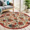 Homeroots 5' Red Gold Teal Blue And Green Round Floral Indoor Outdoor Area Rug 548148 - alternate 6