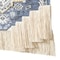 Homeroots 26" X 49" Blue And White Flower Floral Cotton Macrame Hanging Tapestry 548327 - alternate 2