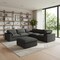 Homeroots Black Linen Blend Modular L Shaped Six Piece Corner Sectional 716930 - alternate 4