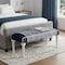 Homeroots 47in Blue And Gray Textural White Leg Upholstered Bench 483469 - alternate 3