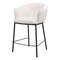 Homeroots 26" Ivory and Black Shearling and Steel Counter Height Bar Chair 555759 - alternate 1
