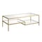 Homeroots 54" Gold Glass And Steel Coffee Table With Two Shelves 520935 - alternate 1