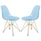Leisuremod Cresco Plastic Dining Side Chair with Gold Base, Transparent Blue, 2PK CR19TBUG2 - alternate 1