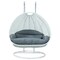 Leisuremod White Wicker Hanging 2 person Egg Swing Chair with Charcoal Blue Cushions ESCW-57CBU - alternate 1