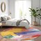 Homeroots 8' Gold Purple And Teal Blue Round Abstract Washable Indoor Outdoor Area Rug 611218 - alternate 5