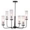 Vaxcel Glencoe 6-Light 28 in W Matte Black Chandelier, Clear Crackle Glass, Ceiling Pendant Fixture H0266R - alternate 1