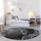 Homeroots 8' Round Black Gray and White Round Abstract Washable Non Skid Indoor Outdoor Area Rug 559447 - alternate 7