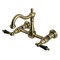Kingston Brass Two-Handle Wall Mount Bridge Kitchen Faucet, Antique Brass KS1263PKL - alternate 1