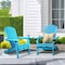 Homeroots 32" Blue Solid Wood Outdoor Folding Stacking Adirondack Chair 558549 - alternate 8