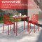 Leisuremod Devon 3-Piece Aluminum Patio Dining Set, Tempered Glass Top Table & 2 Stackable Chairs, Red DT20CR - alternate 4