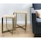 Homeroots Set of Two Natural and Gold Solid Wood and Metal Square Cross Legs Nested Tables 604463 - alternate 1