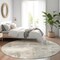 Homeroots 8' Beige And Gray Round Geometric Washable Indoor Outdoor Area Rug 618585 - alternate 4