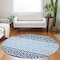 Homeroots 8' Blue Sky Blue And Ivory Round Geometric Washable Indoor Outdoor Area Rug 613827 - alternate 2