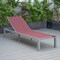 Leisuremod Marlin Patio Chaise Lounge Chair with Grey Aluminum Frame, Burgundy MLGR-77BRG - alternate 4