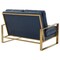Leisuremod Jefferson Leather Loveseat with Gold Frame, Navy Blue JAG53NBU-L - alternate 2