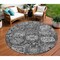 Homeroots 8' Gray And Ash Gray Round Damask Washable Indoor Outdoor Area Rug 609074 - alternate 1