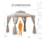 Sunjoy 8 ft x 8 ft Patio Gazebo, Modern 2-Tier Steel Frame Soft Top Gazebo with Netting - Grey & Khaki A101003610 - alternate 4