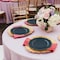 Smarty Had A Party 10.25" Navy with Gold Rim Round Blossom Disposable Plastic Dinner Plates (120 Plates), 120PK 4840NG-CASE - alternate 1