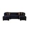Homeroots Black Velvet U Shaped Three Piece Sofa and Chaise Sectional With Toss Pillows 643884 - alternate 5