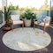 Homeroots 8' Khaki Beige And Tan Round Floral Washable Indoor Outdoor Area Rug 583114 - alternate 4