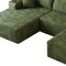 Homeroots 107" Green Corduroy Modular Compression Foam Sofa With Ottoman And Toss Pillows 712957 - alternate 4