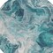 Homeroots 8' Teal Blue And Ivory Round Abstract Washable Indoor Outdoor Area Rug 617802 - alternate 5