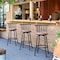 Homeroots Set of Three Brown and Black Faux Leather and Iron Low Back Adjustable Height Swivel Bar Chairs 610396 - alternate 2