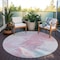 Homeroots 8' Blush Ivory And Blue Round Abstract Washable Indoor Outdoor Area Rug 617391 - alternate 5
