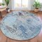 Homeroots 8' Turquoise Denim Blue And Gray Round Abstract Washable Indoor Outdoor Area Rug 630815 - alternate 3
