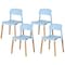 Fabulaxe Modern Plastic Dining Chair Open Back with Beech Wood Legs, Blue Set of 4 QI004222.BL.4 - alternate 7